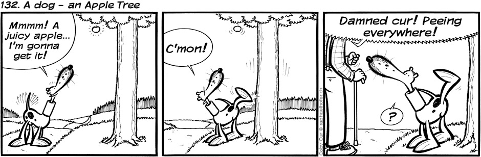 132. A dog - an Apple Tree