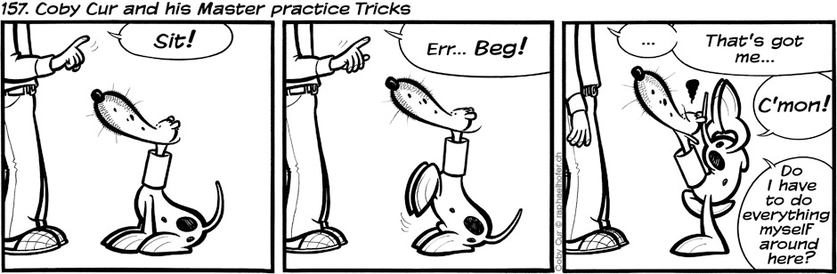 157. Coby Cur and his Master practice Tricks